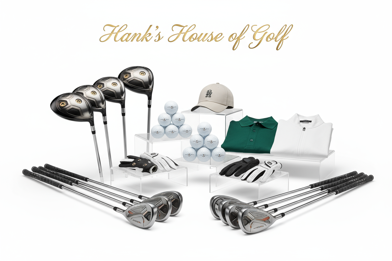 make-a-showcase-of-hanks-house-of-golf-selection-of-drivers-irons-and-merchandise-have-it-on-a-white-background-and-the-image-transparent-the-wording-can-be-in-cursive